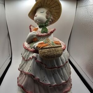 Fitz and Floyd scarlett O'hare Hand Painted Bunny rabbit Cookie jar